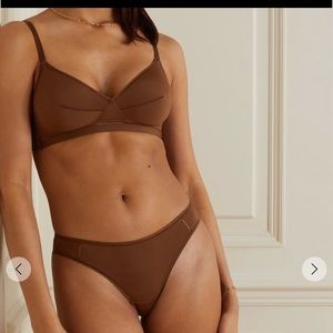 ERES Mika Thong 38 brown lace-embellished stretch-jersey thong NEW